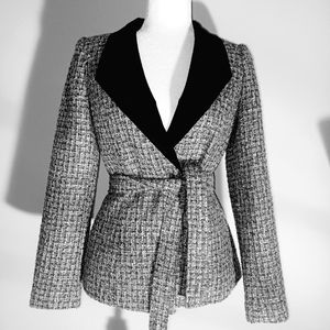 White House Black Market Black & Gray Tweed Wrap Blazer